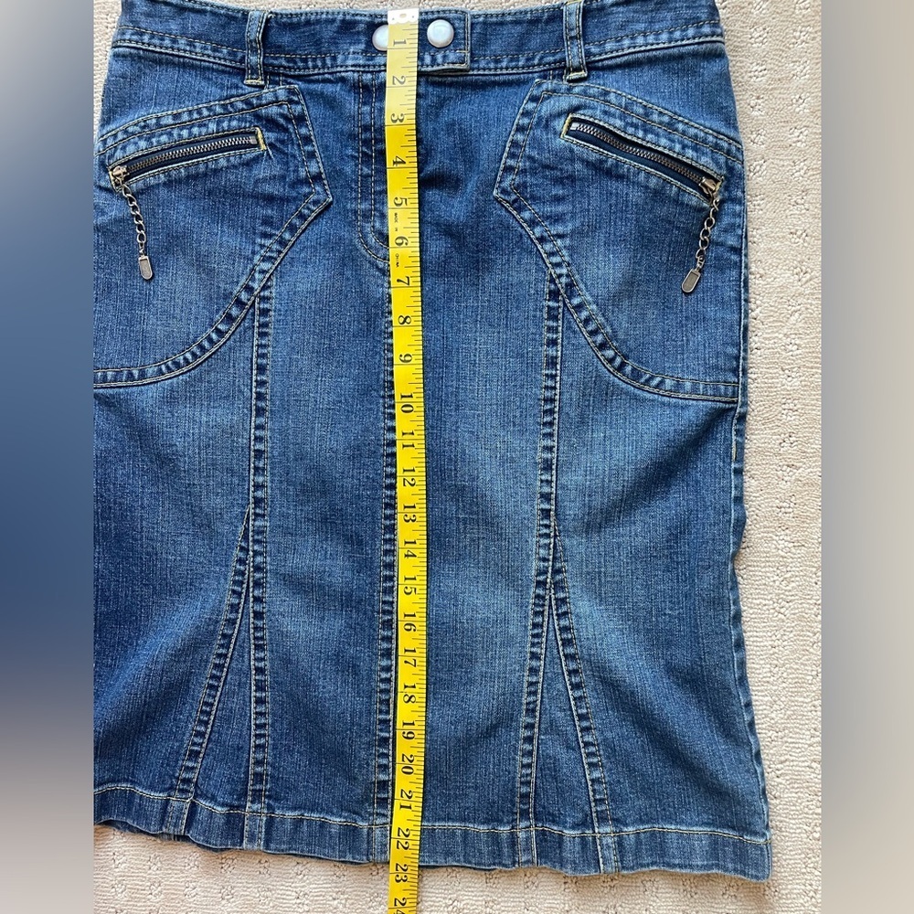 Y2K Trumpet Low Rise  Ann Taylor Loft‎ Denim Skirt Zipper Details  Sz 6 - Picture 11 of 14